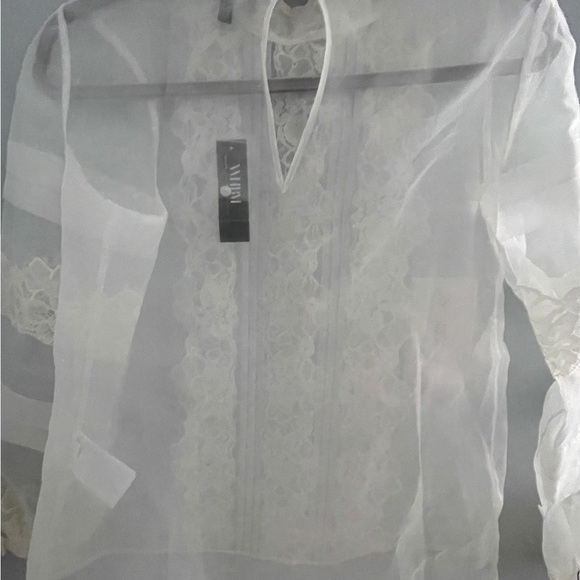 White House Black Market Blouse Women’s Sheer Organza Lace Vtg Style Top Sz 4 - Picture 6 of 10